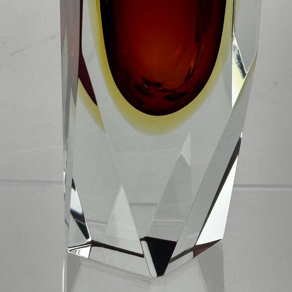 Faceted Mandruzzato Murano Sommerso 6.75" Glass Vase by Flavio Poli for Seguso - Picture 3 of 16